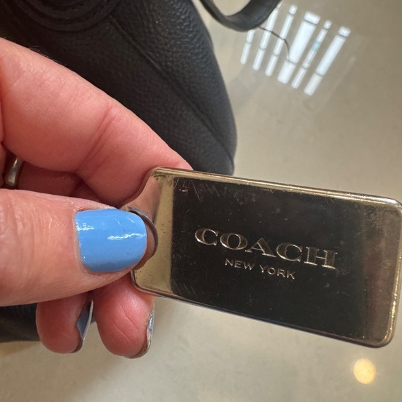 Coach Navy Blue With Silver Floral Rivets Shoulder Bag - Picture 5 of 7